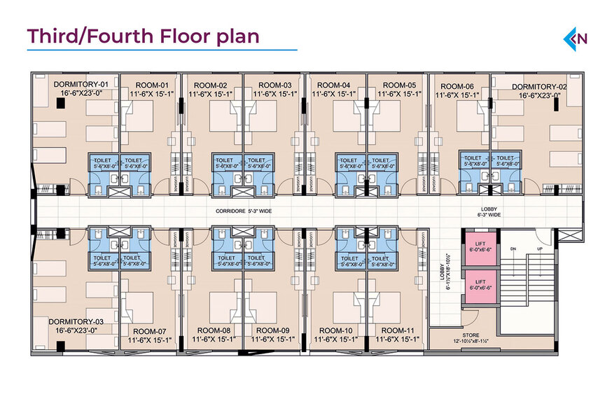 Third/Fourth Floor Plan